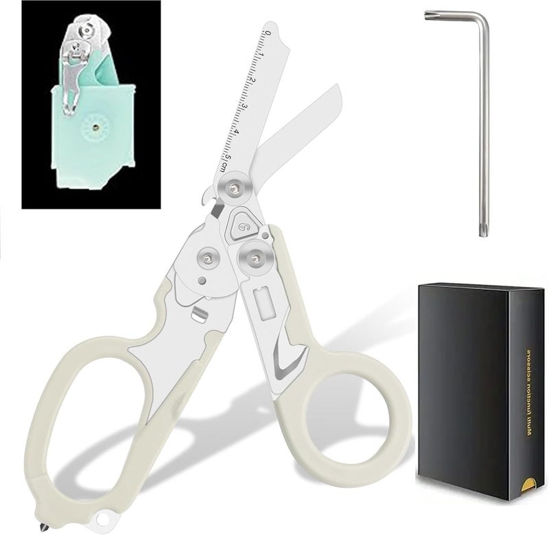 Lemasa 6-in-1 trauma shears - emergency responders, outdoor emergencies, medical staff, and outdoor camping, Gift box packaging with scissors storage K sheaths (Luminous Silver) - Image 1